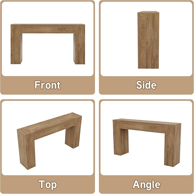 Epecoya Wood Console Table for Entryway Living Room, 53-Inch Long Sofa Table, Farmhouse Rectangular Accent Console with Wooden Double Base for Behind Couch Hallway Foyer Entrance, Light Oak Brown