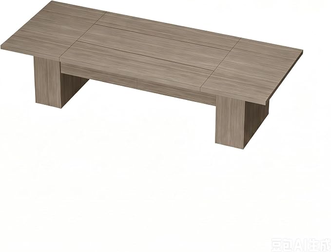 130" W Extra Large Conference Desk Table for 8-10 Persons, Modern Office Work Desk with Sturdy Pedestal Base, Long Rectangular Executive Study Table for Office, Living Room, Gray Oak