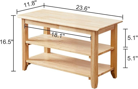 XKZG Shoe Rack Bench Wooden Shoe Storage Bench Simple Style Wood Entryway Bench (Natural,23.6")