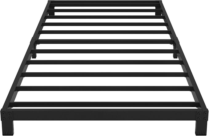 Cieemine 5 Inch Low Bed Frame Twin, Heavy Duty Steel Twin Bed Frames Low Profile, No Box Spring Needed, Easy Assembly, Noise Free, Black