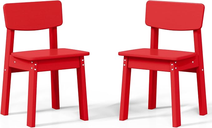Costaelm Outdoor Kids Dining Chair Set of 2,Step Stool Toddler Chair, Red