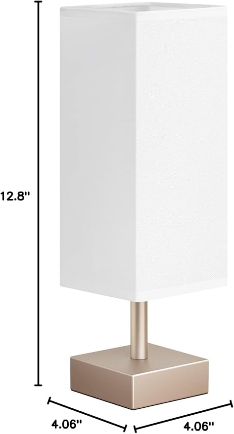aooshine Antique Small Table Lamp - Bedside Lamp for Bedroom, Minimalist Nightstand Lamp with Square Fabric Shade, Desk Lamp for Kids Room Dorm