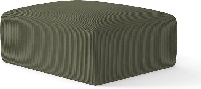 40" Oversized Square Corduroy Ottoman Pouf - Poofy Soft Foot Rest with Foam Chunk Filling, Movable Large Ottoman Pouf Footstool for Living Room Sofa Couch Bedroom, Green(1 Piece)