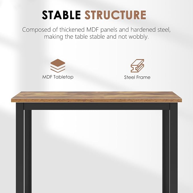 Need Small Square Dining Table- 31-1/2'' Sturdy and Heavy Duty Writing Desk for Small Spaces and Writing Table Desk Breakroom Table, Rustic Brown