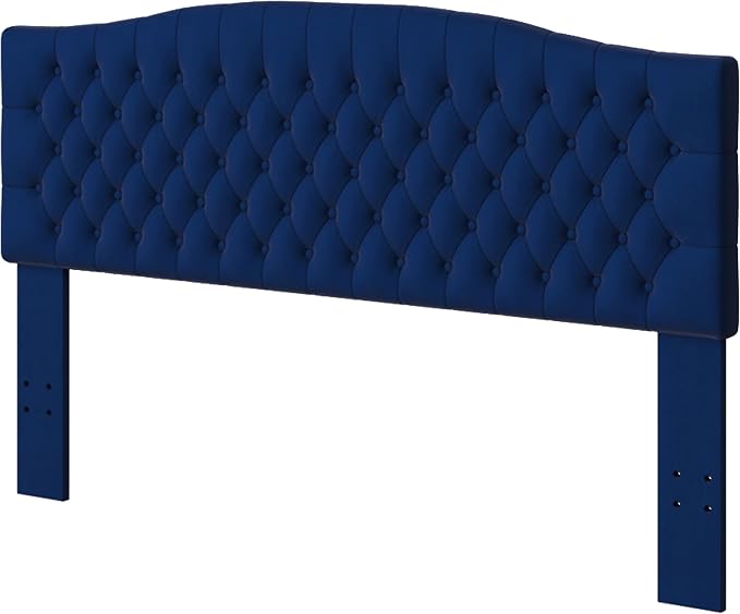 Furpopup Velvet Upholstered Headboard King/Cal King Size Latest Model Wall Mount, Bed Frame Mount, Featuring High-Density Sponge Padding, Luxury Texture Easy Assembly Comfort and Style-Navy Blue