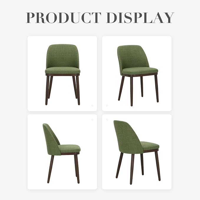 COLAMY Upholstered Dining Chairs Set of 2, Modern Kitchen Chairs with Back, Leather Side Dining Room Chairs with Wood Legs for Kitchen Dining Room Restaurant,Green