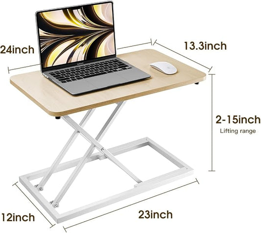 Omhuzsyo 24 in Height Adjustable Standing Desk Converter Stand Up Riser | Suitable for Use in Laptop and Single Monitor,Ergonomic Sit Stand Workstations for Home Office,Keyboard Stand for Desktop
