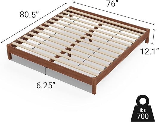 LIFEMENT King Bed Frame Signature Wood Platform, Noise Free, Under Bed Storage, No Box Spring Needed, Easy Assembly, Cherry