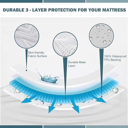 Cal King Waterproof Mattress Protector Deep Pocket Mattress Cover, Soft Breathable Mattress Pad, Fitted Noiseless Waterproof Bed Cover Stretch to 25"