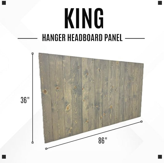 Barn Walls Solid Wood Headboard Gray Fog Oil-Based Finish with Smooth Natural Wood Grain, Wall-Mounted Panels, Adjustable Height, Rustic Coastal Bedroom, Built to Last, King Size Head Board