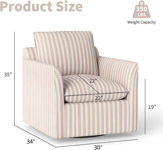 INZOY Swivel Accent Chair Set of 2, Upholstered Square Chair with Thick Padded Backrest Cushion, Swivel Reading Chair for Living Room Bedroom Small Spaces, Brown