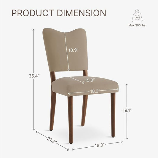 KISLOT Upholstered Dining Chairs Set of 2, Modern Velvet Kitchen Chairs with Solid Wood Legs, High Back Wooden Dining Room Chairs with Dark Walnut Color Legs for Farmhouse Kitchen Dining Room, Brown