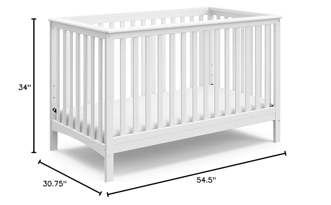 STORKCRAFT Hillcrest 4-in-1 Convertible Crib (White) - Converts to Daybed, Toddler Bed, and Full-Size Bed, Fits Standard Full-Size Crib Mattress, Adjustable Mattress Support Base