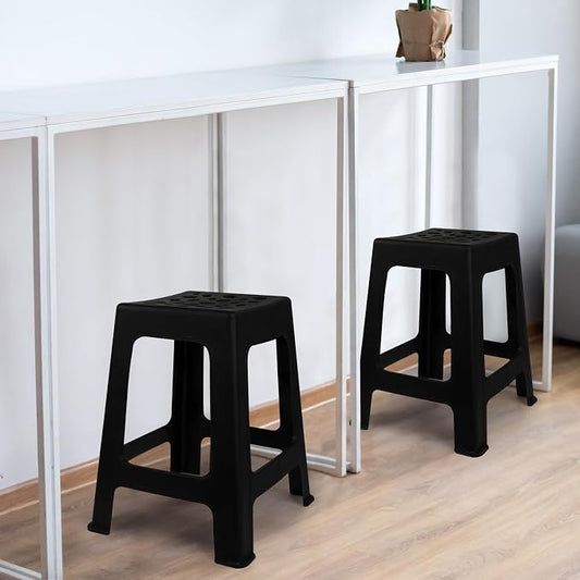 TURSTIN 6 Pack Plastic Stools 16.9 Inch Black Nesting Stools Portable Backless Bar Stool Flexible Seating Chairs for Classroom Office Home