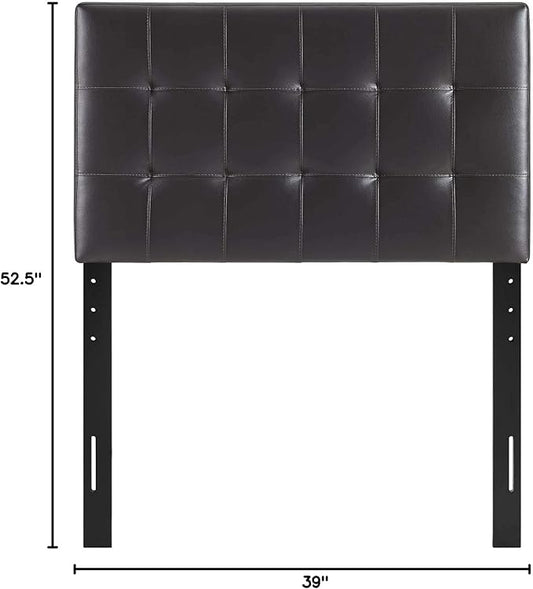 Modway Lily Tufted Faux Leather Upholstered Twin Headboard in Brown