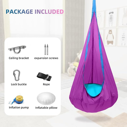 Kids Swing Seat Hammock Chair Indoor Outdoor Hanging Chair for Children (Purple)