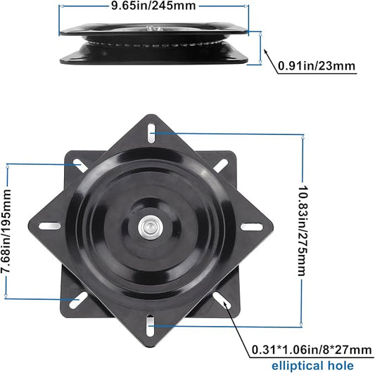 Heavy Duty Bar Stool Swivel Replacement for Recliner Chair & Bar Stool Square Swivel Furniture Replacement(Ball Bearing) (10 inch)