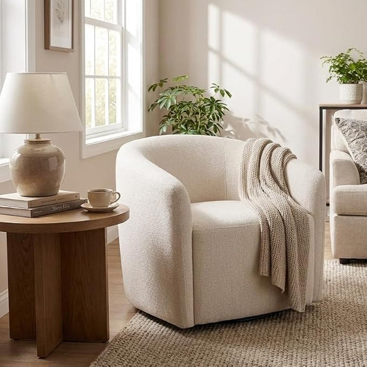 HomePop 360° Swivel Barrel Accent Chair - Putty Woven Fabric