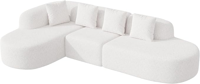 114 Inch Boneless Couches for Living Room,Modern Modular Sectional Sofa with Chaise,L-Shape Cloud Sectional Couch,No Assembly Required,Beige