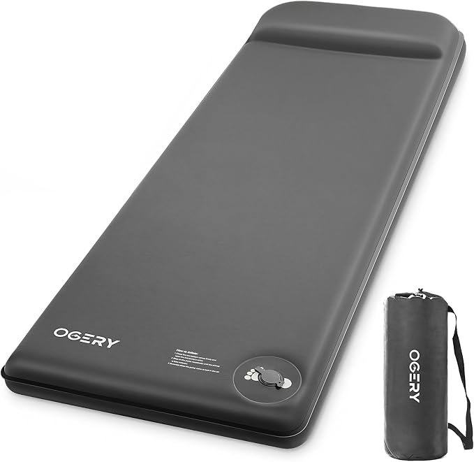 OGERY Self-Inflating Sleeping Pad with Built-in Foot Pump, 3" Memory Camping Mattress Pad, Quiet & 9.5 R-Value Insulated Sleeping Mat Camping Essential Gear for Car Tent Camping