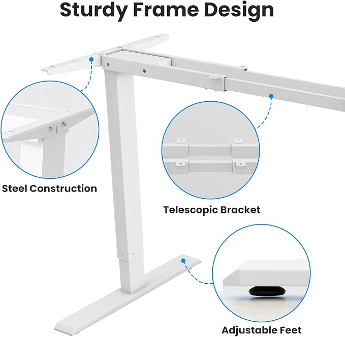Dual Motor Electric Standing Desk Frame- Heavy Duty Height Adjustable Desk Legs, Sit to Stand Up Desk Base, 4 Memory Settings Controller for Adjustable Desktop Sizes, Over 300 lbs Load Capacity