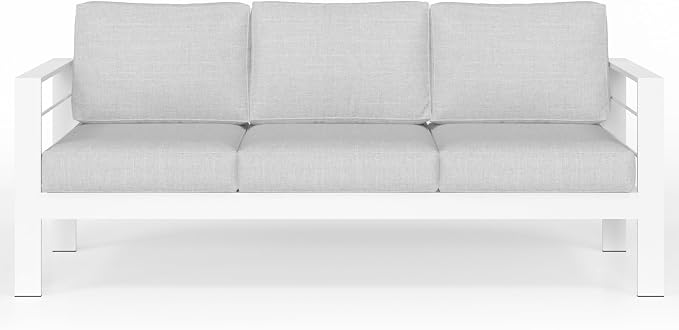 Solaste Outdoor Couch Aluminum Patio Furniture Sofa, 3-Seat All-Weather Metal Outdoor Patio Furniture with Cushions,Light Grey