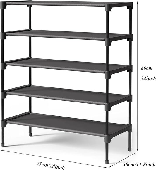 Multi Tier Shoe Rack for Closet Metal Wide Shoe Storage Organizer Oxford Fabric Cover Shoe Shelf for Entryway, Bedroom, Floor, Closet, Porch, Dorm, Living Room
