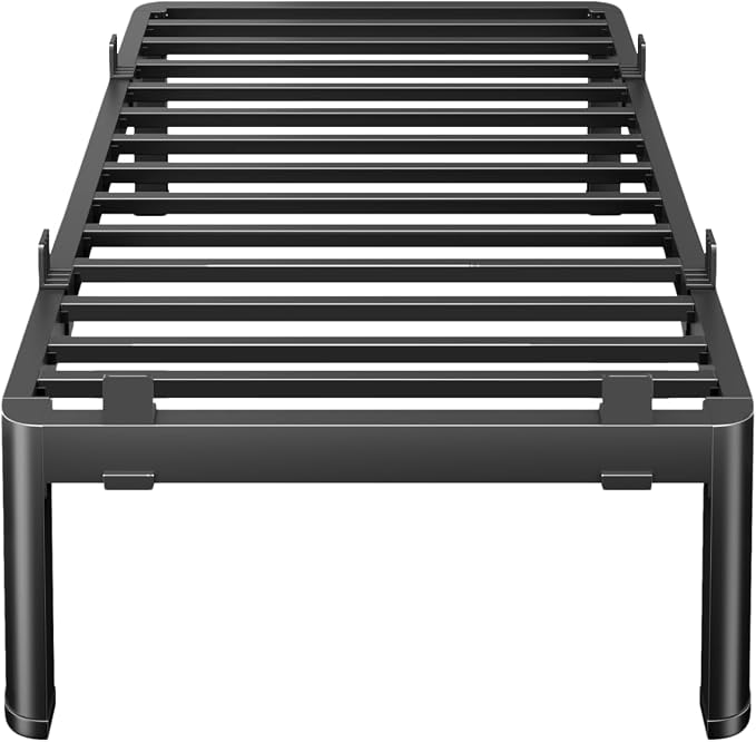 MAF 18 Inch Twin Metal Platform Bed Frame with Anti-Collision Round Legs, Black 3500 Lbs Heavy Duty Bed Frame Steel Slats Support, No Box Spring Needed, Easy Assembly