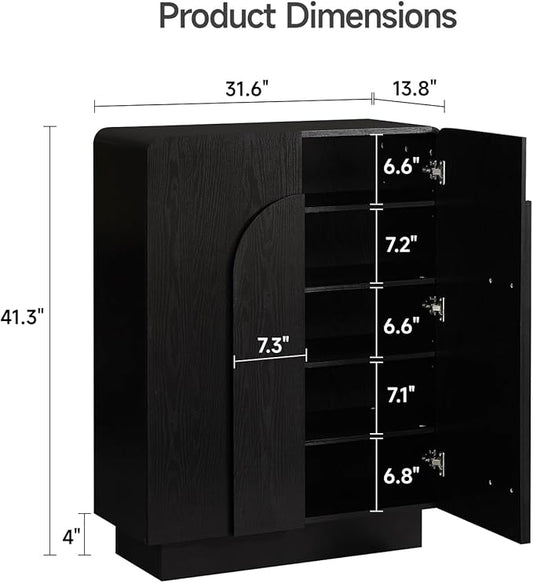 ONBRILL Shoe Storage Cabinet with Doors, Large Shoe Cabinet Storage for Entryway, Wooden 6 Tier Shoe Organizer Cabinets with Adjustable Shelves for Entrance Hallway Living Room Foyer
