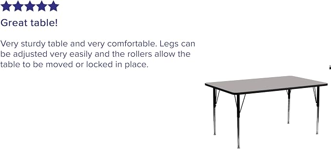 Flash Furniture 30''W x 72''L Rectangular Grey HP Laminate Activity Table - Standard Height Adjustable Legs