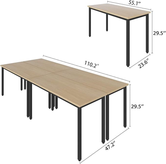 Bonzy Home Conference Tables 9ft Office Computer Desk for Meeting Room Study Writing Printer Podcast Table Save Space Design for 10 People Rustic Vintage Natural 4PCS 110.2"x47.2"x29.5"