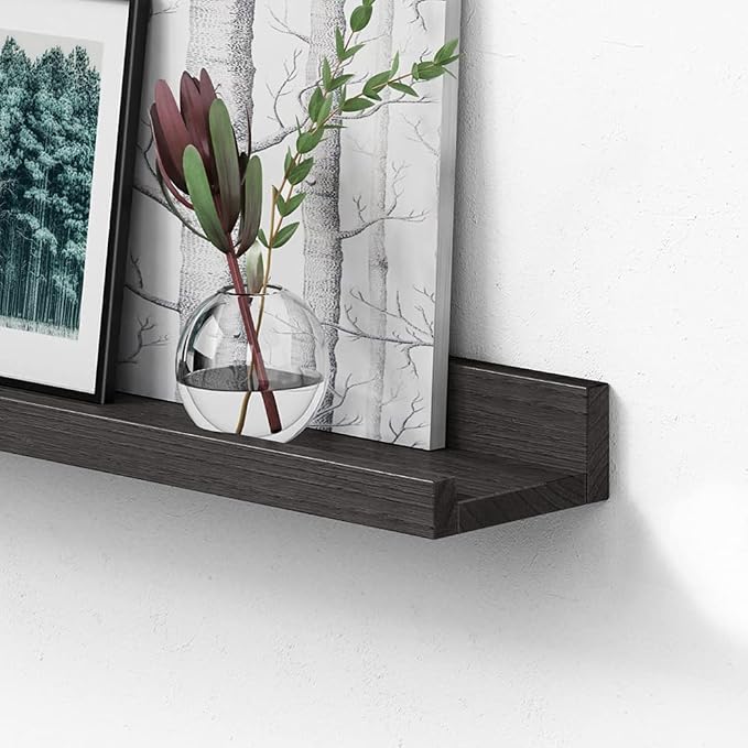 Forbena Black Picture Ledge Shelf 4-Pack, 36 Inch Floating Shelves for Wall with Lip Edge, Extra Long Wood Hanging Wall Shelf for Living Room Bedroom Office Classroom Library Books Photo Frames Decor
