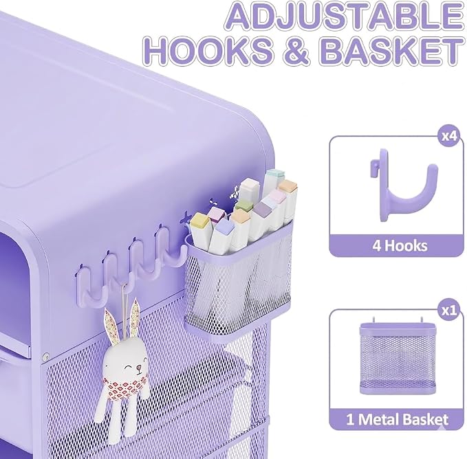 SYKIARIOL Kids Nightstand,Girls Bedside Table,Night Side Table,Kids Night Stand,End Tables Bedroom,Purple Cute Nightstand with Storage Drawer for Girls