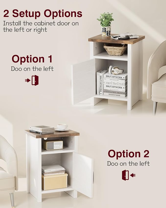 YESHOMY Farmhouse Modern Nightstand with Shelf and Barn Door, Set of 2 for Bedroom, White