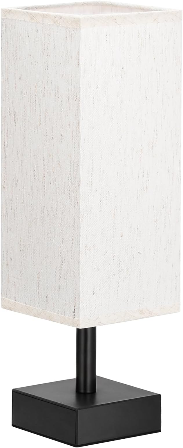 aooshine Small Table Lamp for Bedroom - Bedside Lamps for Nightstand, Minimalist Night Stand Light Lamp with Square Fabric Shade, Desk Reading Lamp for Kids Room Living Room Office Dorm