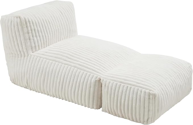 Hobestluk Giant Memory Foam Bean Bag Chairs Sofa for Adults (White,Large) | Soft Fabric,Ergonomic Back Support,Lightweight,Easy Clean,No Assembly,Wear-resisting,For Livingroom Guest room,Well-looking