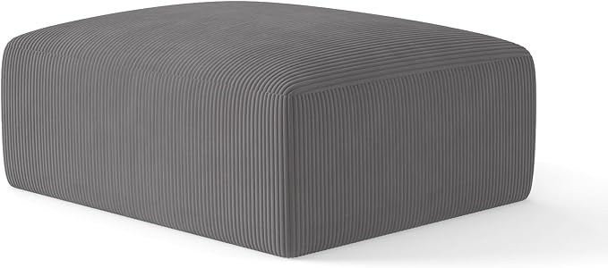 40" Oversized Square Corduroy Ottoman Pouf - Poofy Soft Foot Rest with Foam Chunk Filling, Movable Large Ottoman Pouf Footstool for Living Room Sofa Couch Bedroom, Grey(1 Piece)