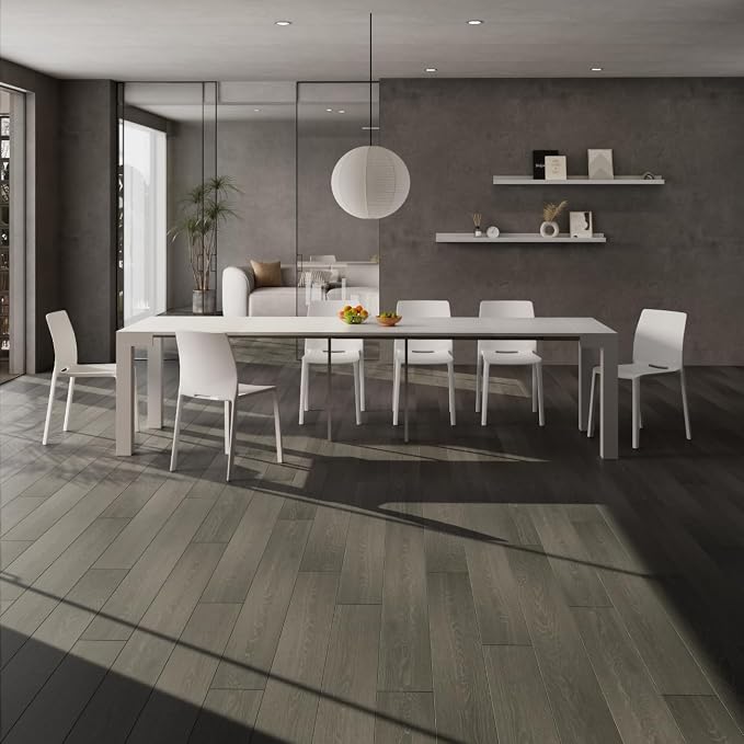 Mobili Fiver, First, Extendable Console Table 17.7(120) x35.4 in, Ashwood White, Made in Italy
