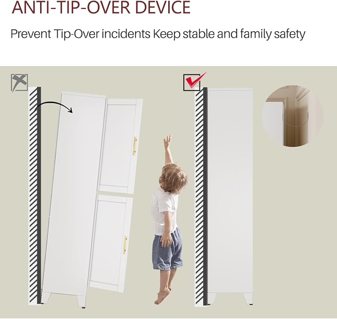 Metal Armoire Wardrobe Closet Storage Cabinet with Hanging Rod,71'' Metal Wardrobe Cabinet with 2 Doors and 2 Adjustable Shelves for Bedroom, Laundry Room, Cloak Room
