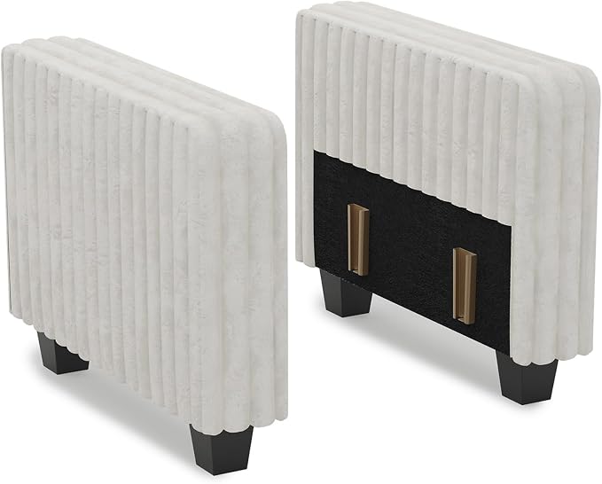 Belffin Plush Corduroy Modular Sectional Sofa Armrest Part Module for Sectional Sleeper Sofa with Pull Out Bed (Set of 2) Beige Couch