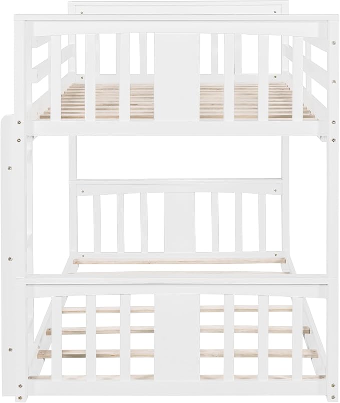 Merax Twin Over Twin Bunk Bed with Ladder, White