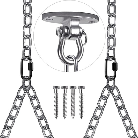 BeneLabel Set of 2 Heavy Duty Porch Swing Hanging Chain Kit, Hammock Chair Hardware for Indoor Outdoor Playground, Punching Bags, 4 Screws for Wooden, 1000LB Capacity, 81"