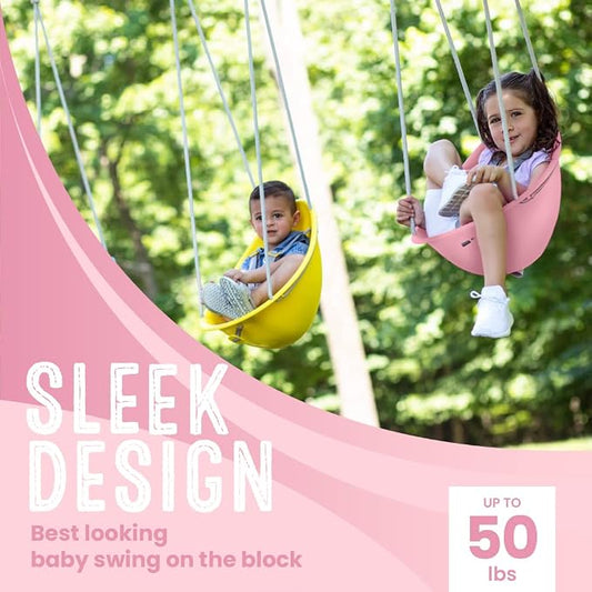 Swurfer Coconut Toddler Swing – Comfy Baby Swing Outdoor, 3- Point Adjustable Safety Harness, Secure, Safe Quick Click Locking System, Blister-Free Rope, Easy Installation, Ages 6-36 Months
