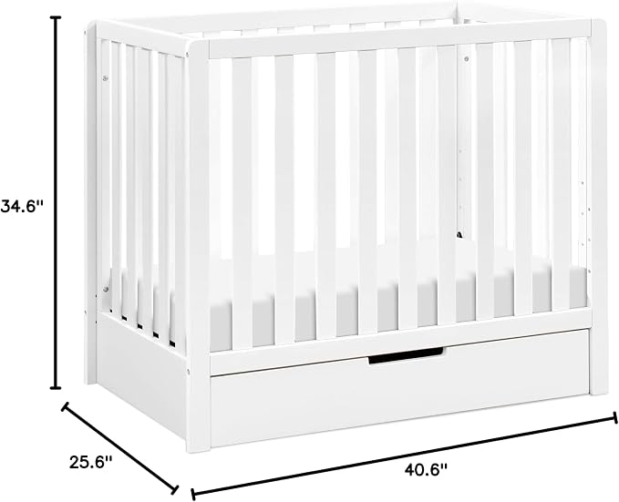 Carter's by DaVinci Colby 4-in-1 Convertible Mini Crib with Trundle Drawer in White, Greenguard Gold Certified, Undercrib Storage