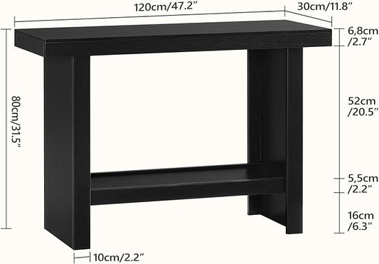 MAHANCRIS Console Table, 47.2'' Black Entryway Table for Hallway, Narrow Sofa Table Behind The Couch, Modern Foyer Tables for Entrance, Living Room, Corridor, Easy Assembly, Black CTBK26801