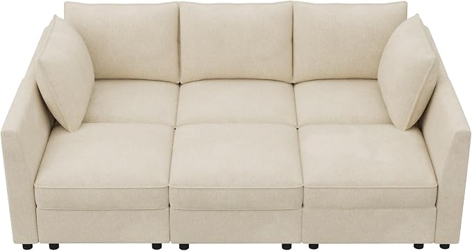 HONBAY Modular Sofa Sectional Sleeper Couch with Storage Modular Couch Convertible Couches for Living Room - Beige