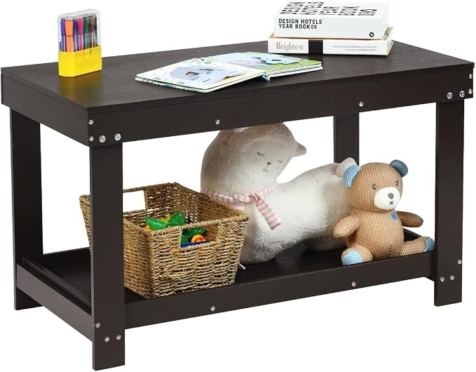 Costzon 2 in 1 Kids Activity Table w/Storage, Patented Building Block Table w/Board for Bricks Crafts Arts Draw, Children Solid Wood Play Table Desk for Preschool Toddler Boy & Girl Gift, Espresso