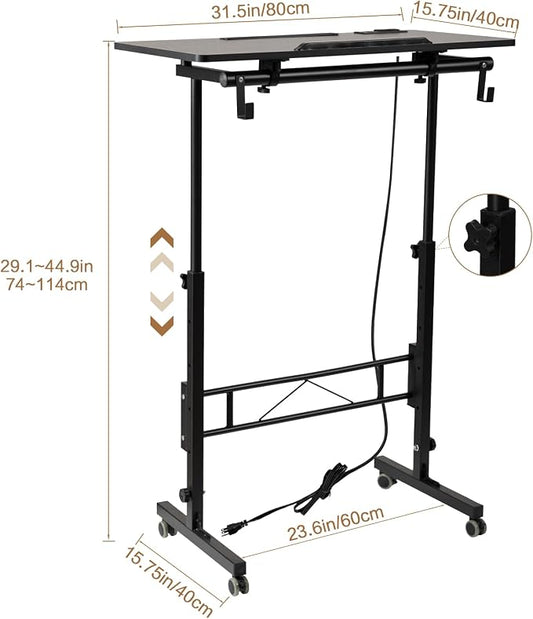 SIDUCAL Standing Desk Height Adjustable with Tiltable Tabletop, Black