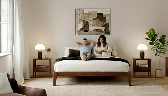 Thor Premium Solid Wood Bed Frame King, Japanese Joinery Bed Frame with Wood Slat Support, Platform Bed, No Box Spring Needed, Easy Assembly, Minimalist & Modern Style (Walnut)