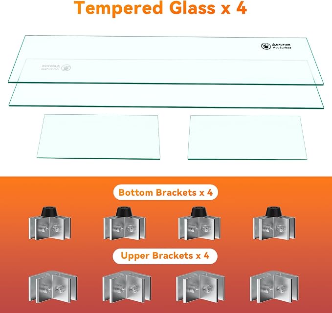 Skyflame 36" X 16" Rectangular Fire Pit Glass Wind Guard Replacement for Outdoor